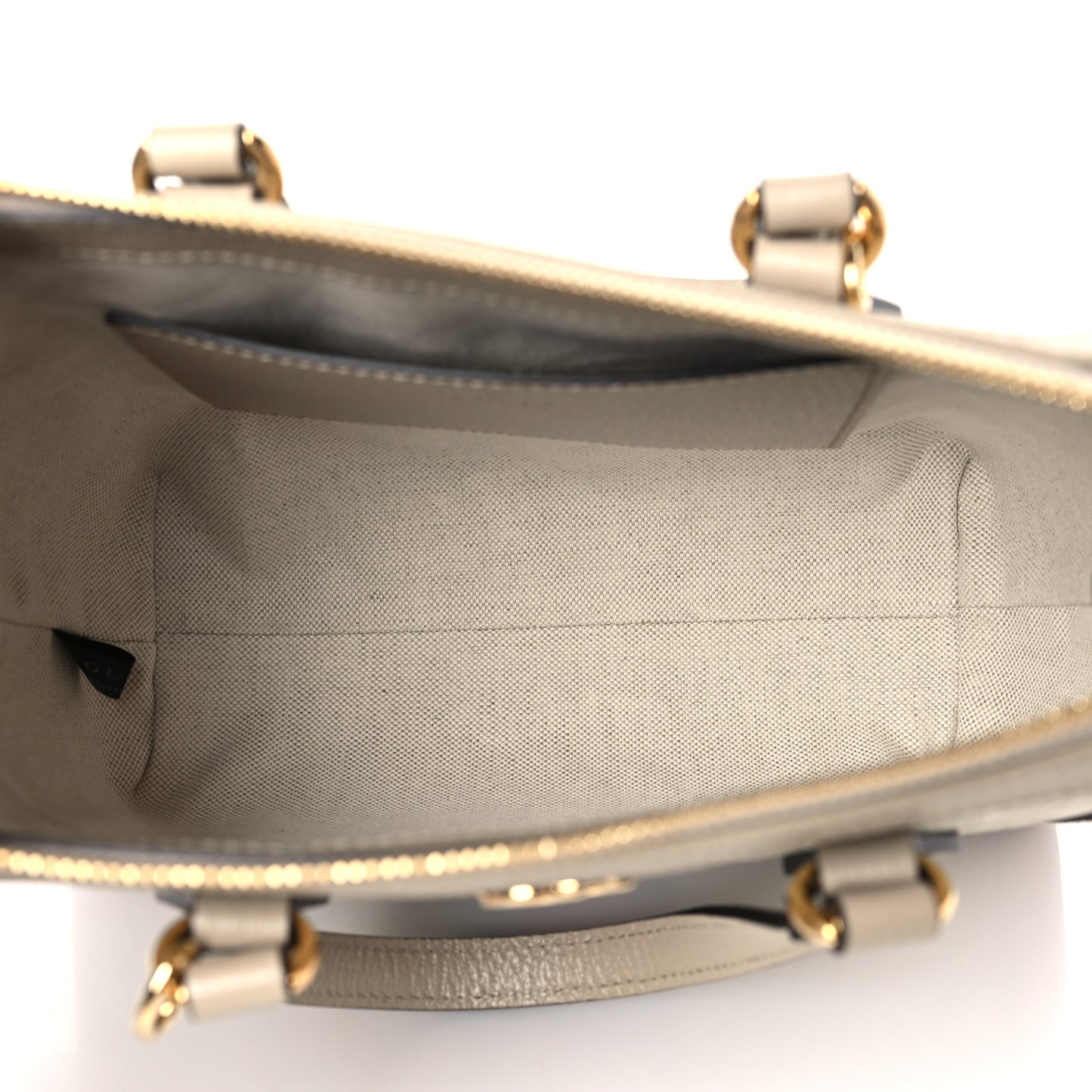 GG Supreme Monogram Textured Dollar Calfskin Web Small Ophidia Tote Bag Beige Mystic White Oatmeal