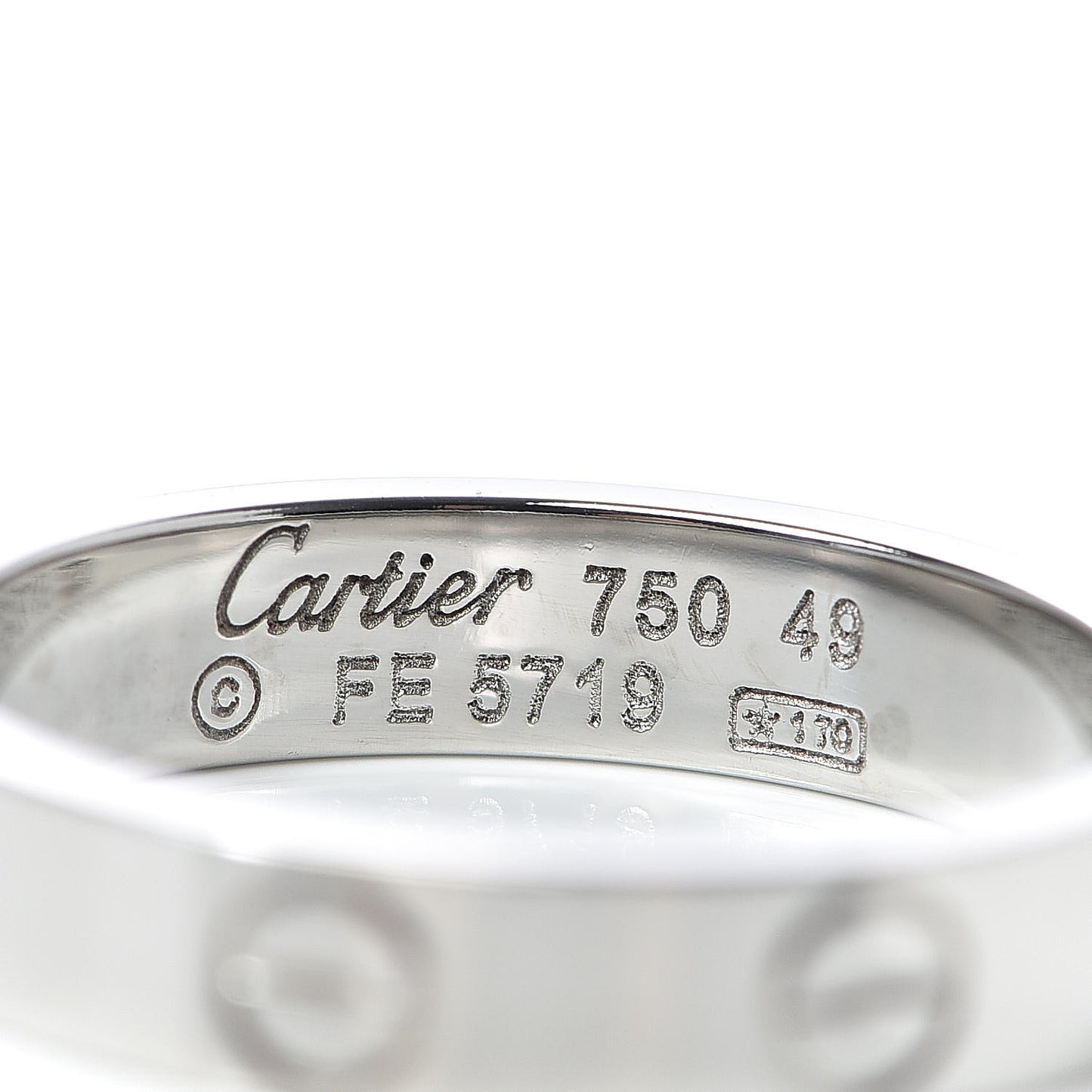 18K White Gold 3.5mm LOVE Wedding Band Ring 49 4.75