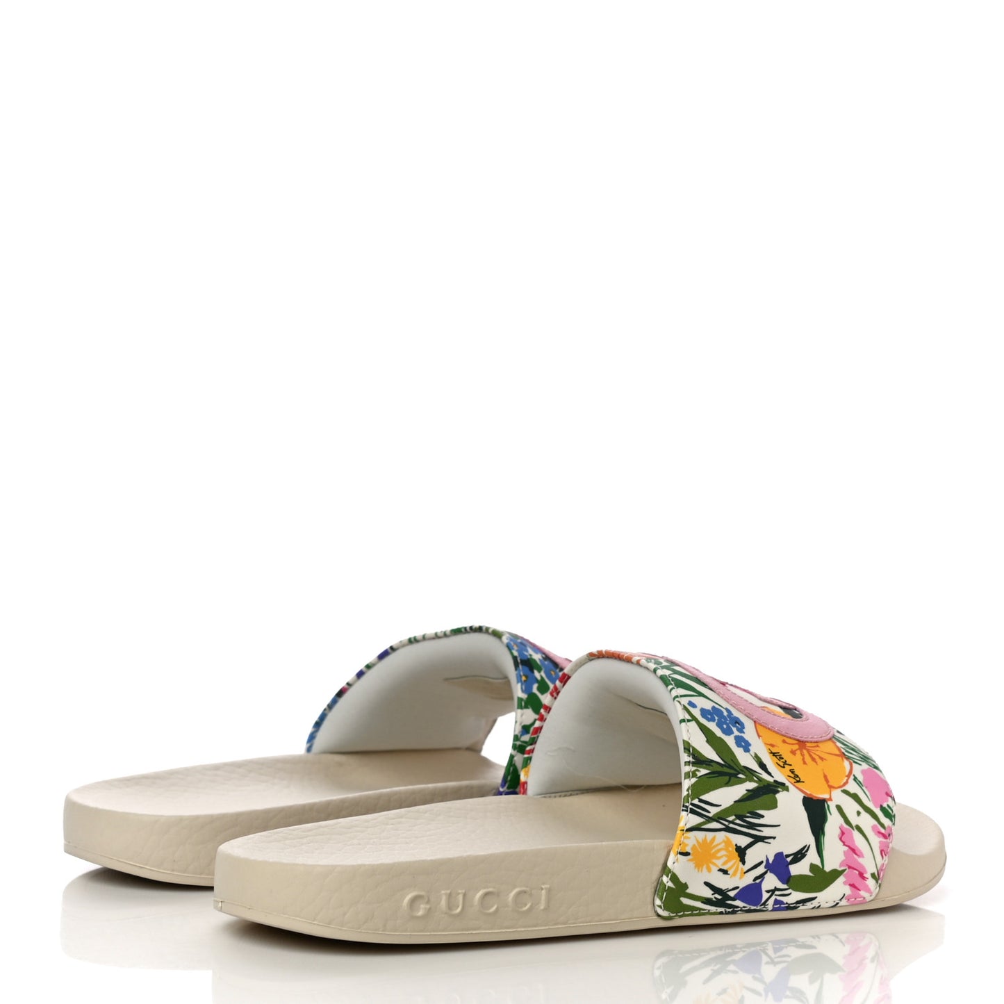 X KEN SCOTT Rubber Infinity Giardino d Apri Interlocking G Womens Pool Slide Sandals 35 Ivory Pink Wild Rose