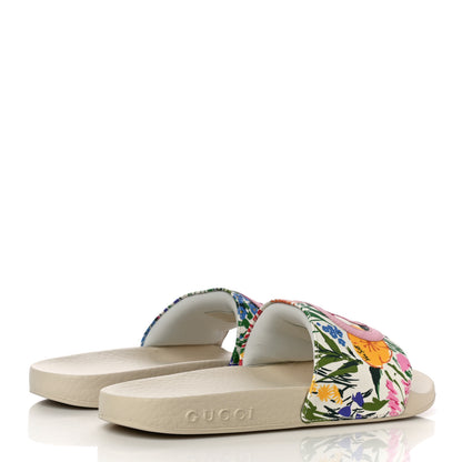 Gucci X KEN SCOTT Rubber Infinity Giardino d Apri Interlocking G Womens Pool Slide Sandals 35 Ivory Pink Wild Rose 4 of 10