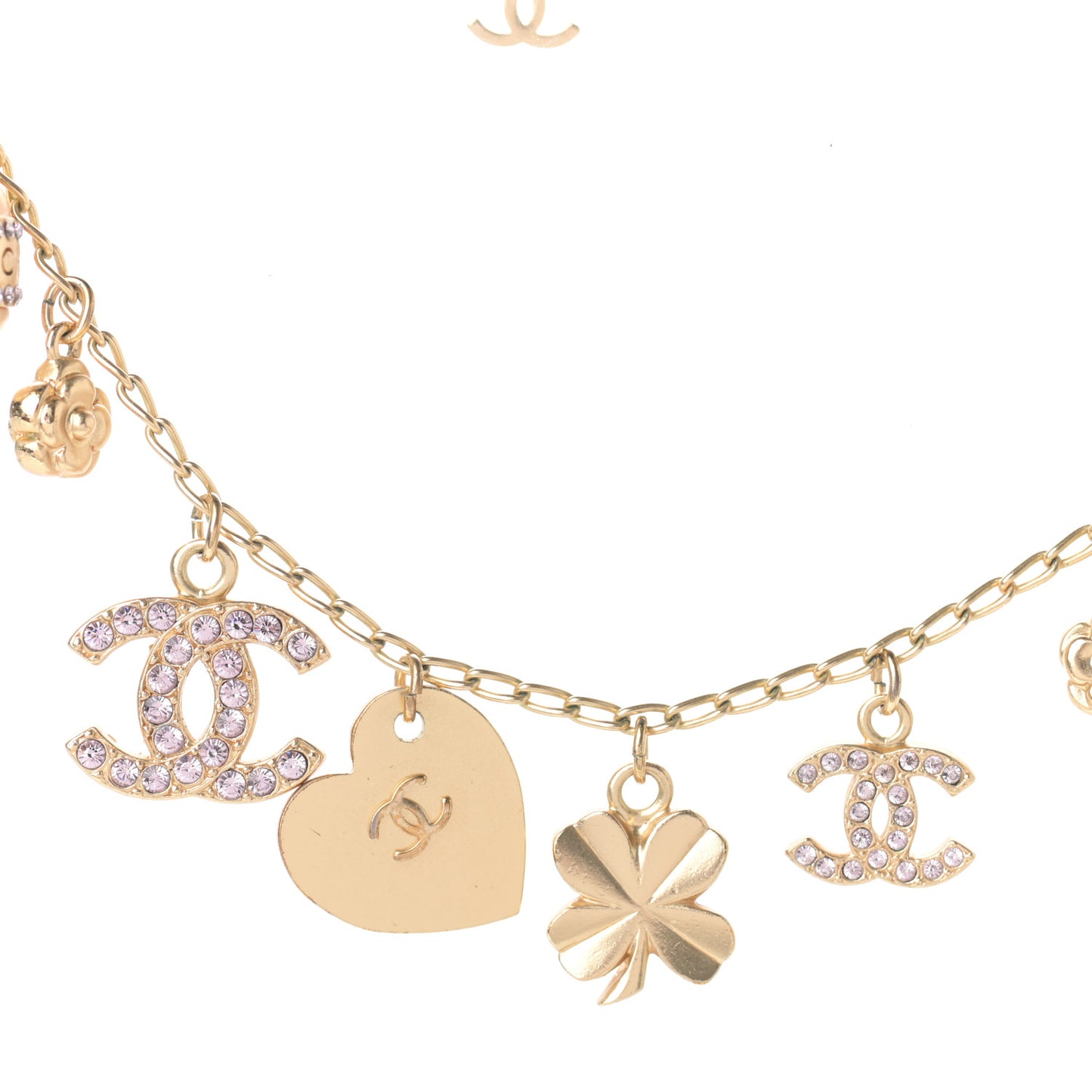 Crystal CC Charm Necklace Gold