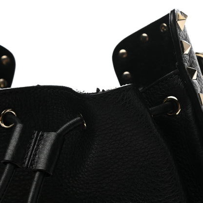 Valentino Garavani Grained Calfskin Rockstud Bucket Bag Black 10 of 10