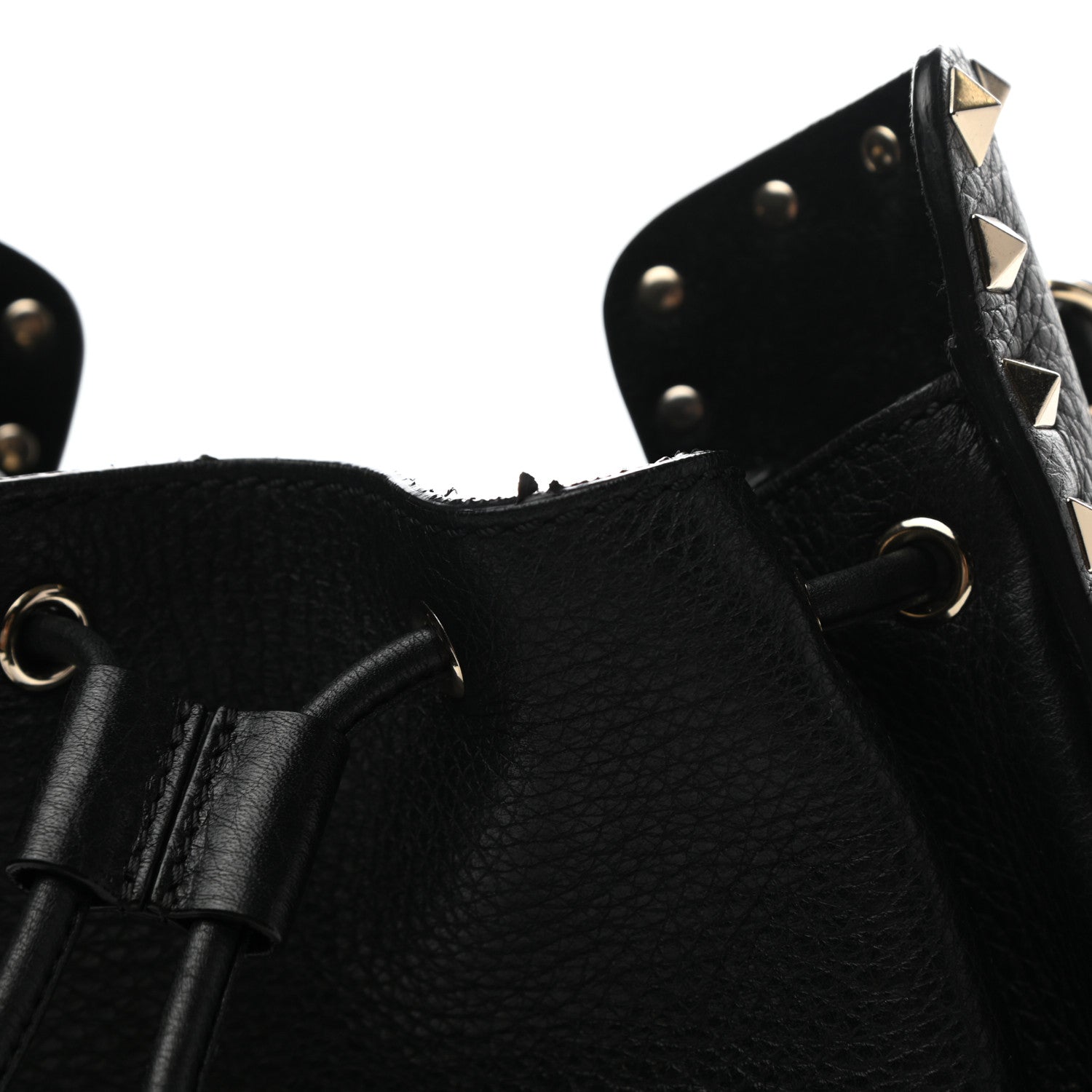 Valentino Garavani Grained Calfskin Rockstud Bucket Bag Black 10 of 10