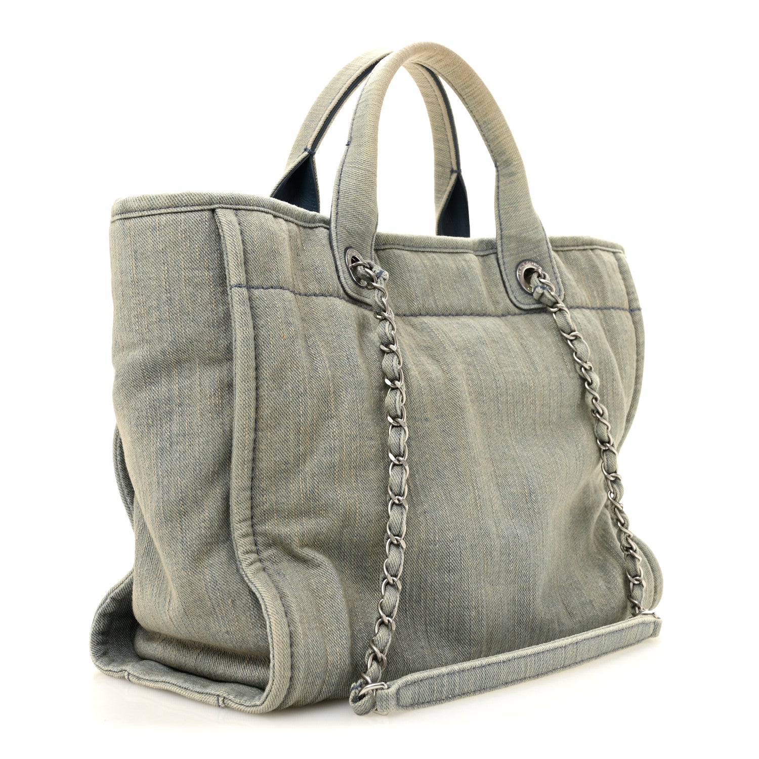 Chanel Denim Small Deauville Tote  Light Blue 4 of 12