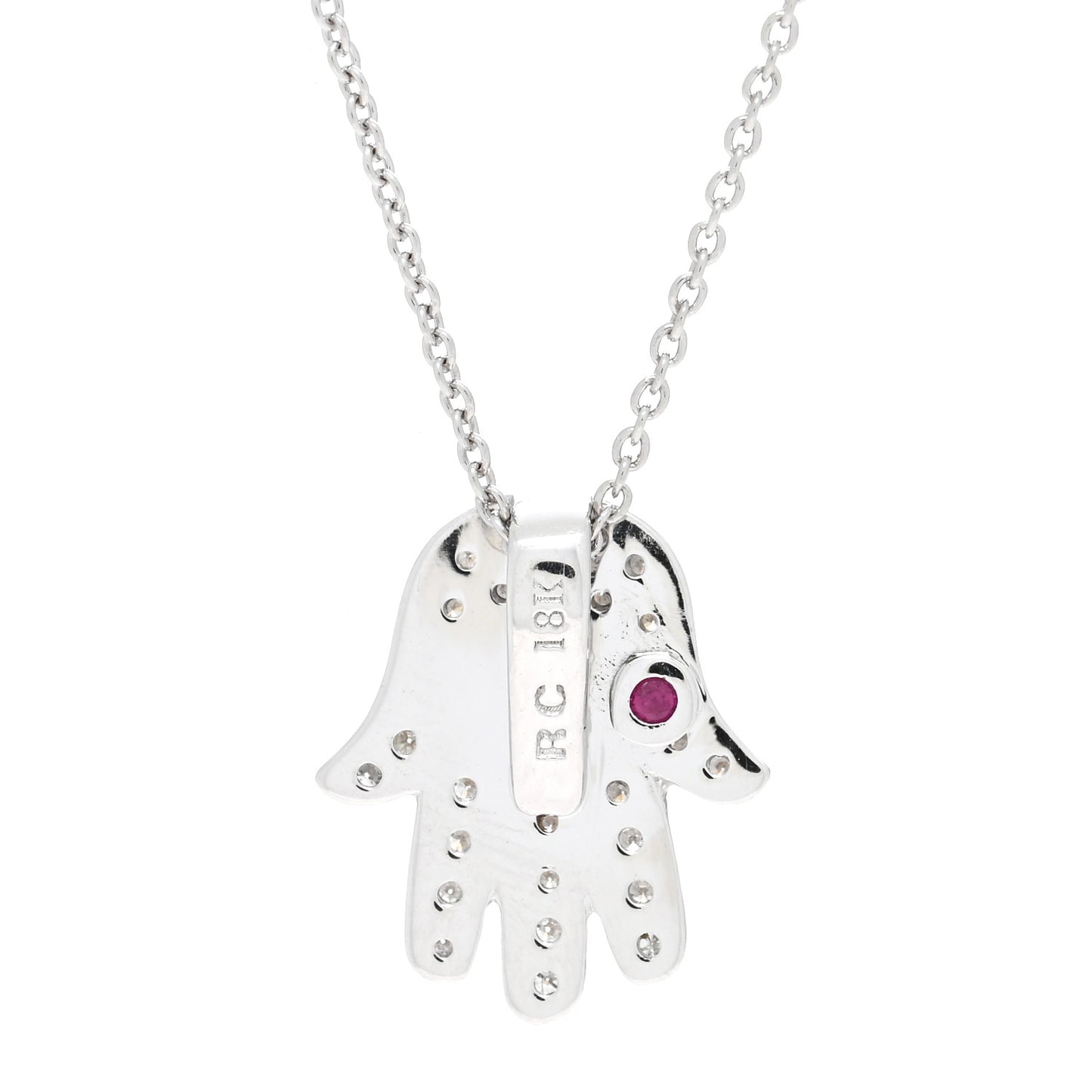 18K White Gold Diamond Tiny Treasures Hamsa Pendant Necklace