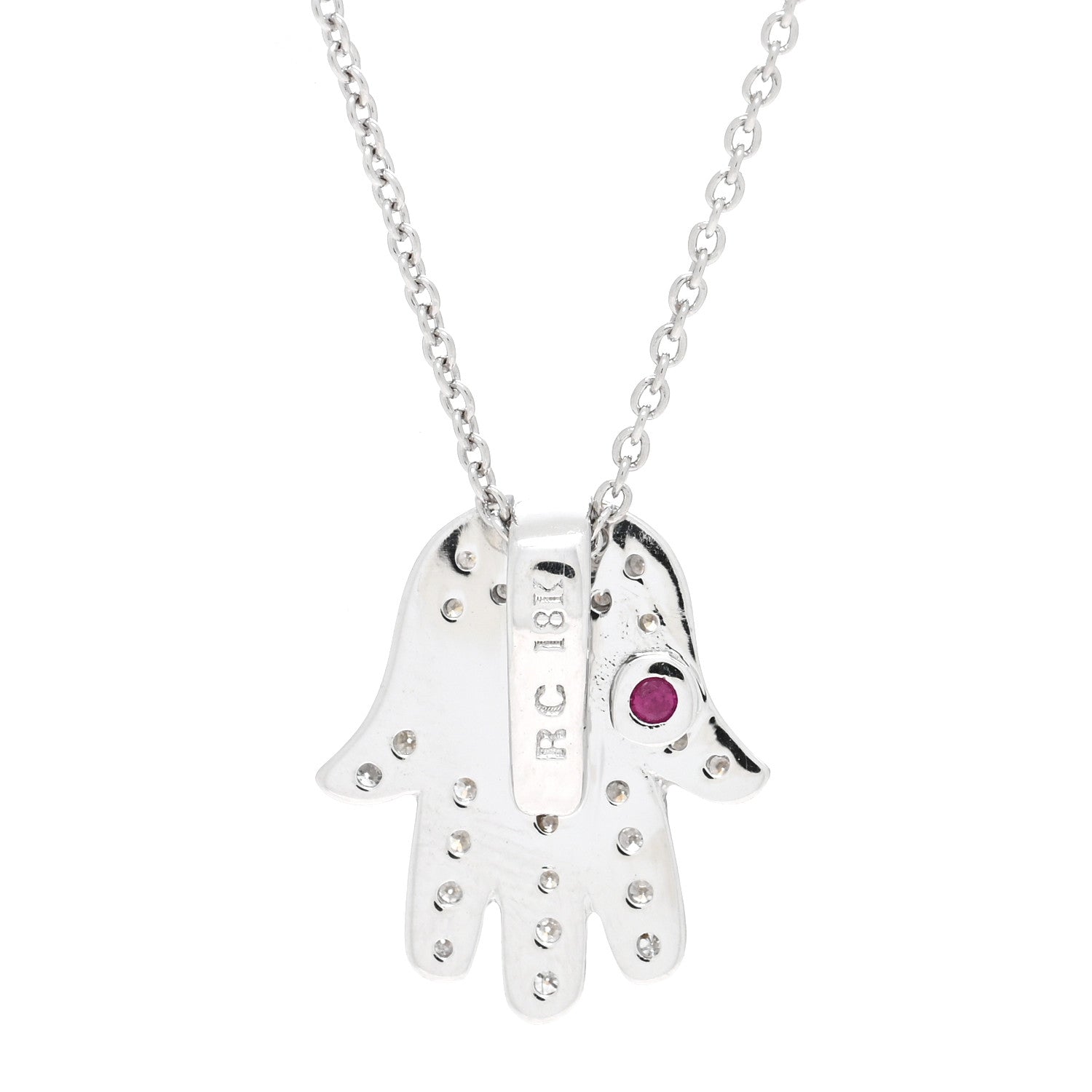 Roberto Coin 18K White Gold Diamond Tiny Treasures Hamsa Pendant Necklace 5 of 5