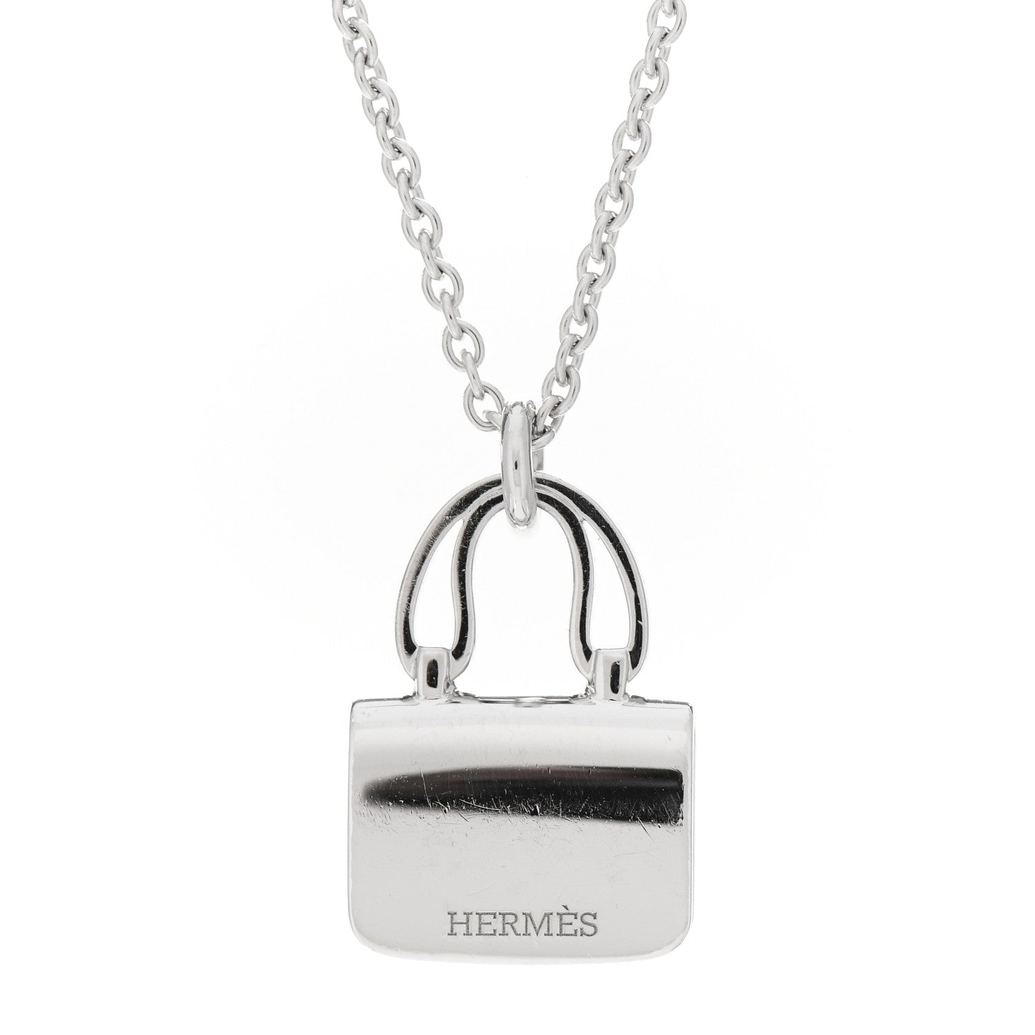 Hermes 18K White Gold Diamond Constance Amulettes Pendant Necklace 4 of 5