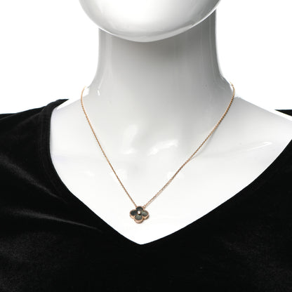 Van Cleef & Arpels 18K Rose Gold Diamond Grey Mother of Pearl Vintage Alhambra Pendant Necklace 2 of 8