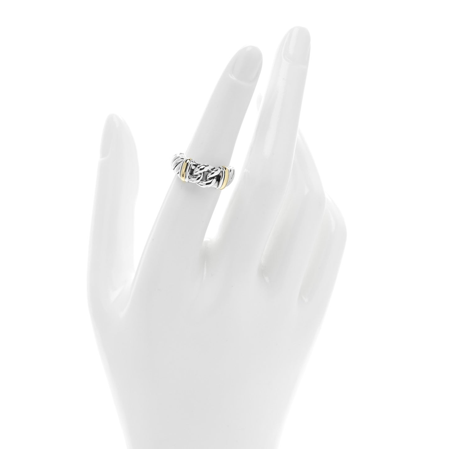 Sterling Silver 18K Yellow Gold Metro Chain Ring 52 6
