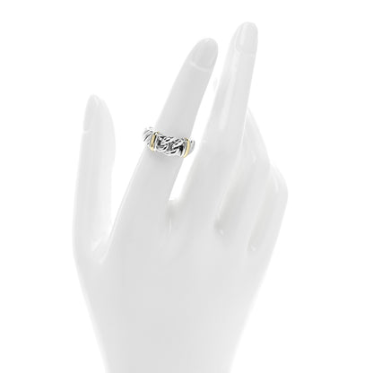 David Yurman Sterling Silver 18K Yellow Gold Metro Chain Ring 52 6 2 of 4