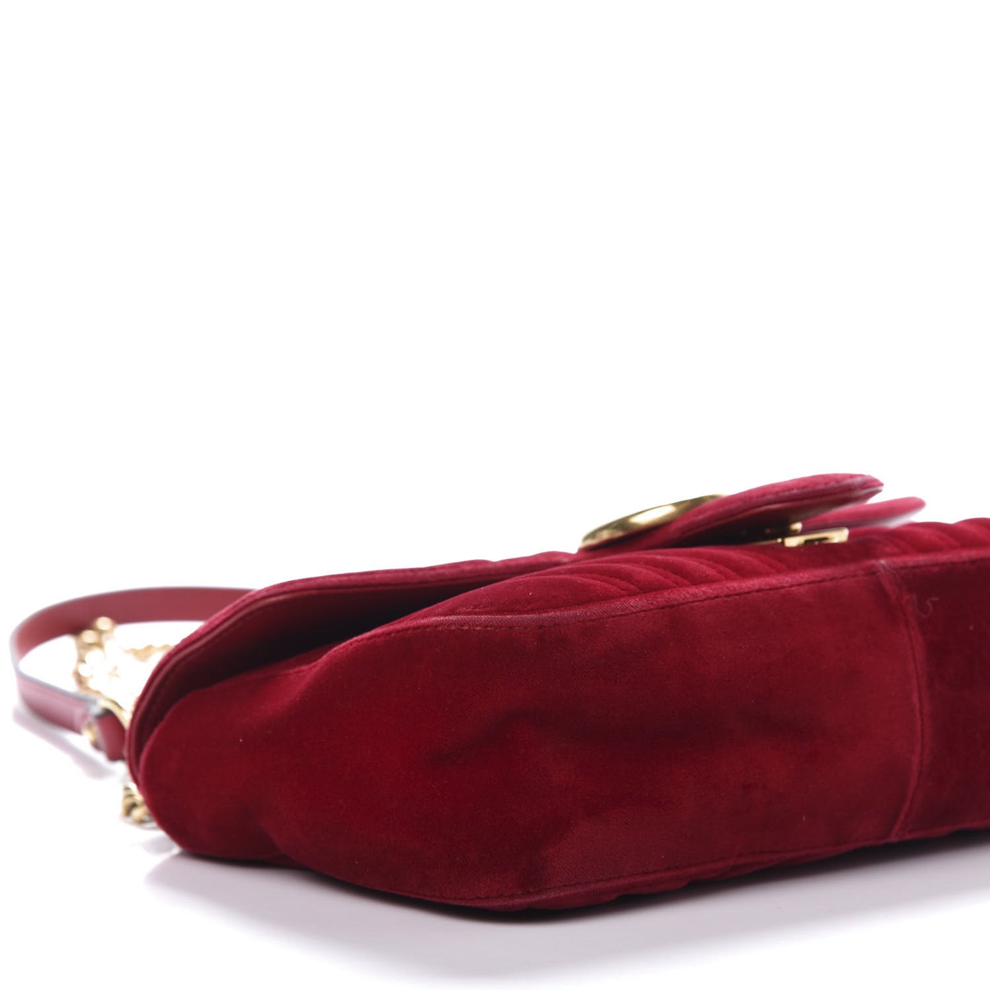 Velvet Matelasse Small GG Marmont Shoulder Bag Fuchsia Violet Cyclamen