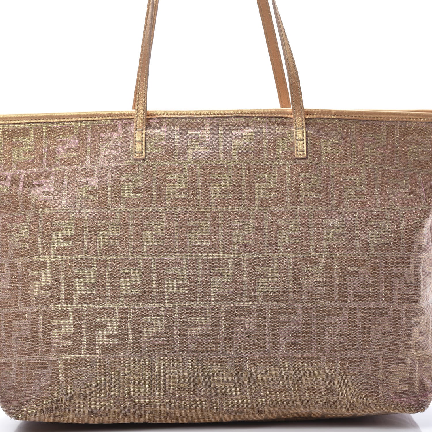 Fendi Metallic Lurex Zucca Roll Shopping Tote Arancio 8 of 18