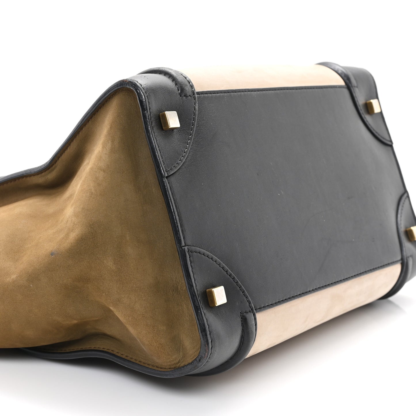 Satin Calfskin Suede Mini Tri-Color Luggage Seashell