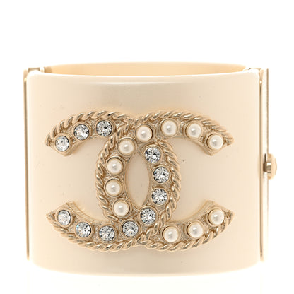 Chanel Resin Crystal Pearl April In Paris CC Cuff Beige 1 of 6