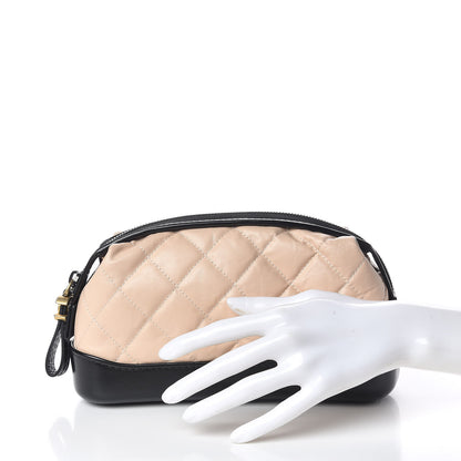 Chanel Aged Calfskin Quilted Gabrielle Cosmetic Case Beige Black 2 of 10