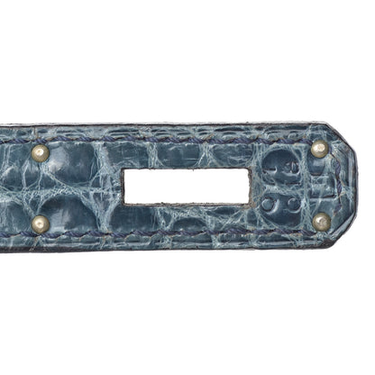 Hermes Shiny Porosus Crocodile Birkin 35 Bleu Roi 24 of 39