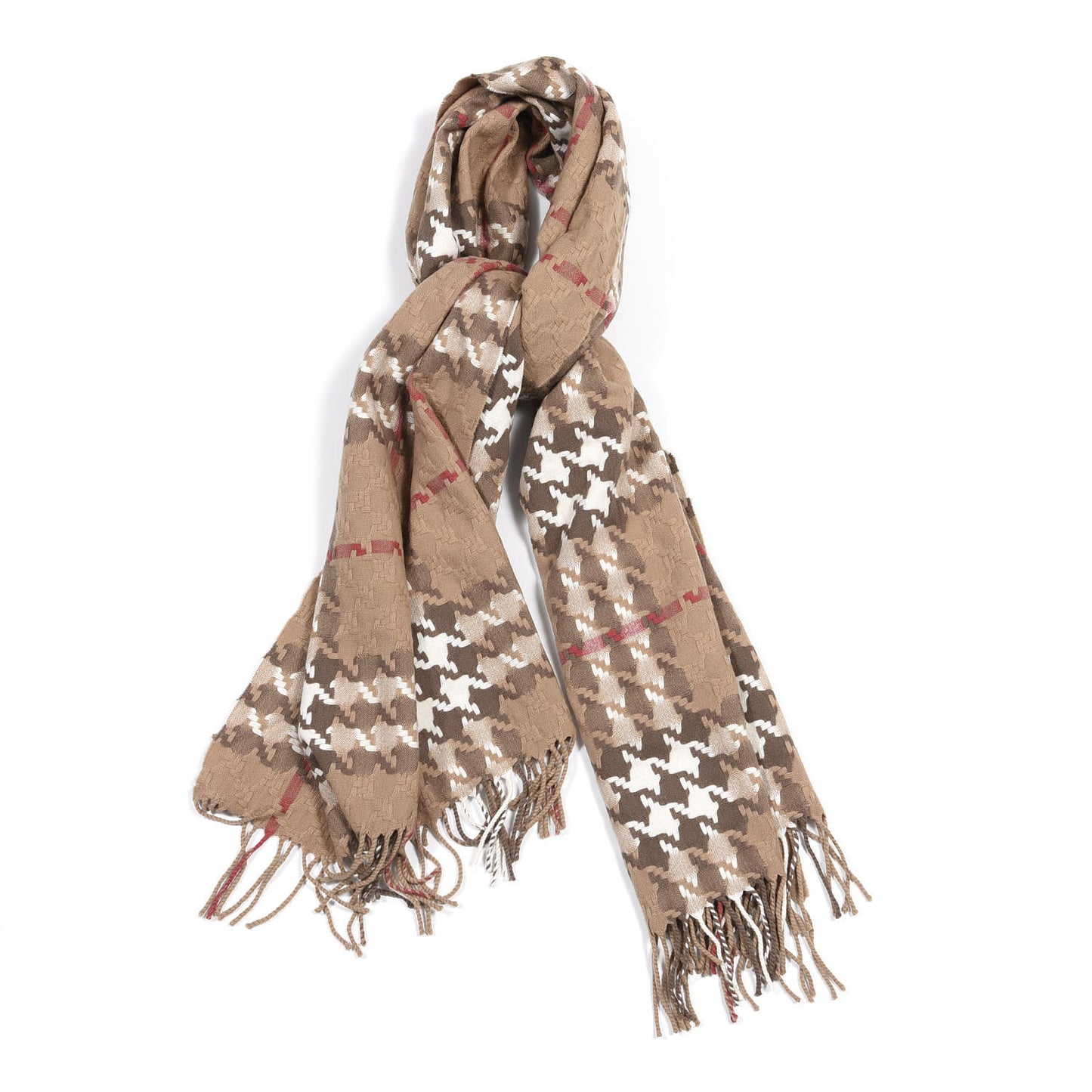Merino Wool Cashmere Check Scarf Beige