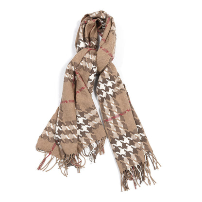 Burberry Merino Wool Cashmere Check Scarf Beige 1 of 3