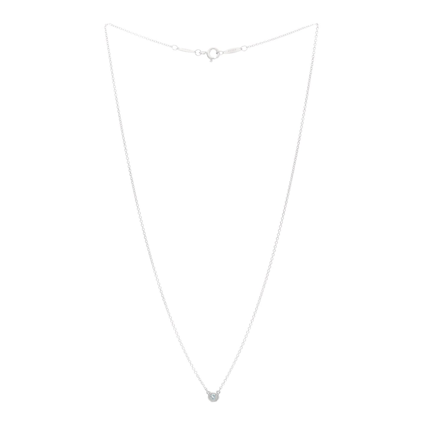 Sterling Silver Aquamarine .06ct Elsa Peretti Color by the Yard Pendant Necklace