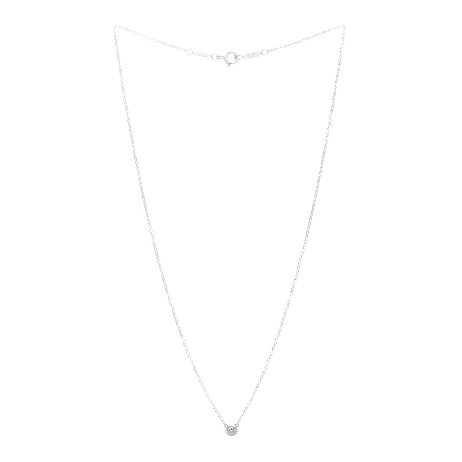 Tiffany Sterling Silver Aquamarine .06ct Elsa Peretti Color by the Yard Pendant Necklace 3 of 5