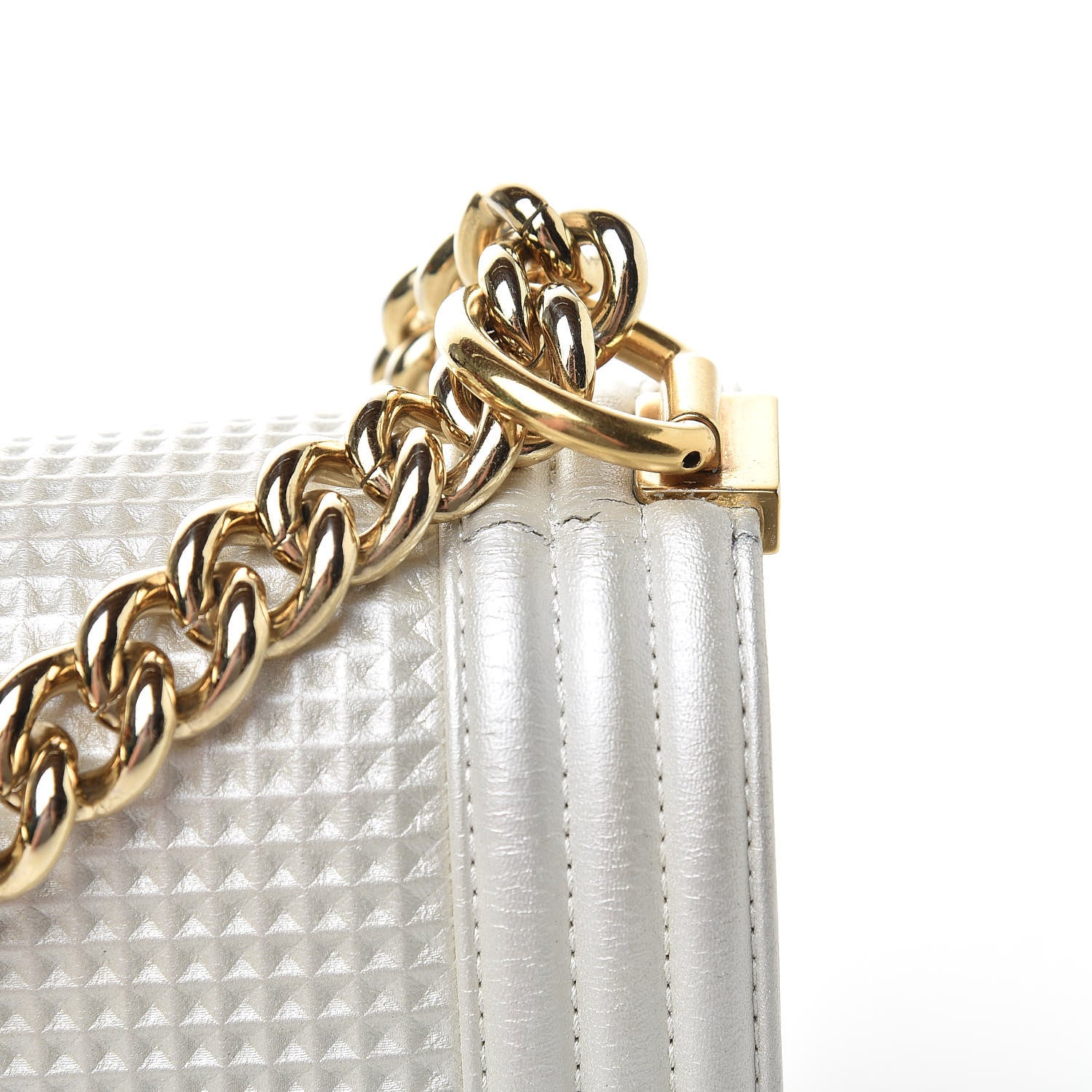Chanel Lambskin Embossed Medium Boy Cube Flap White Red 17 of 17