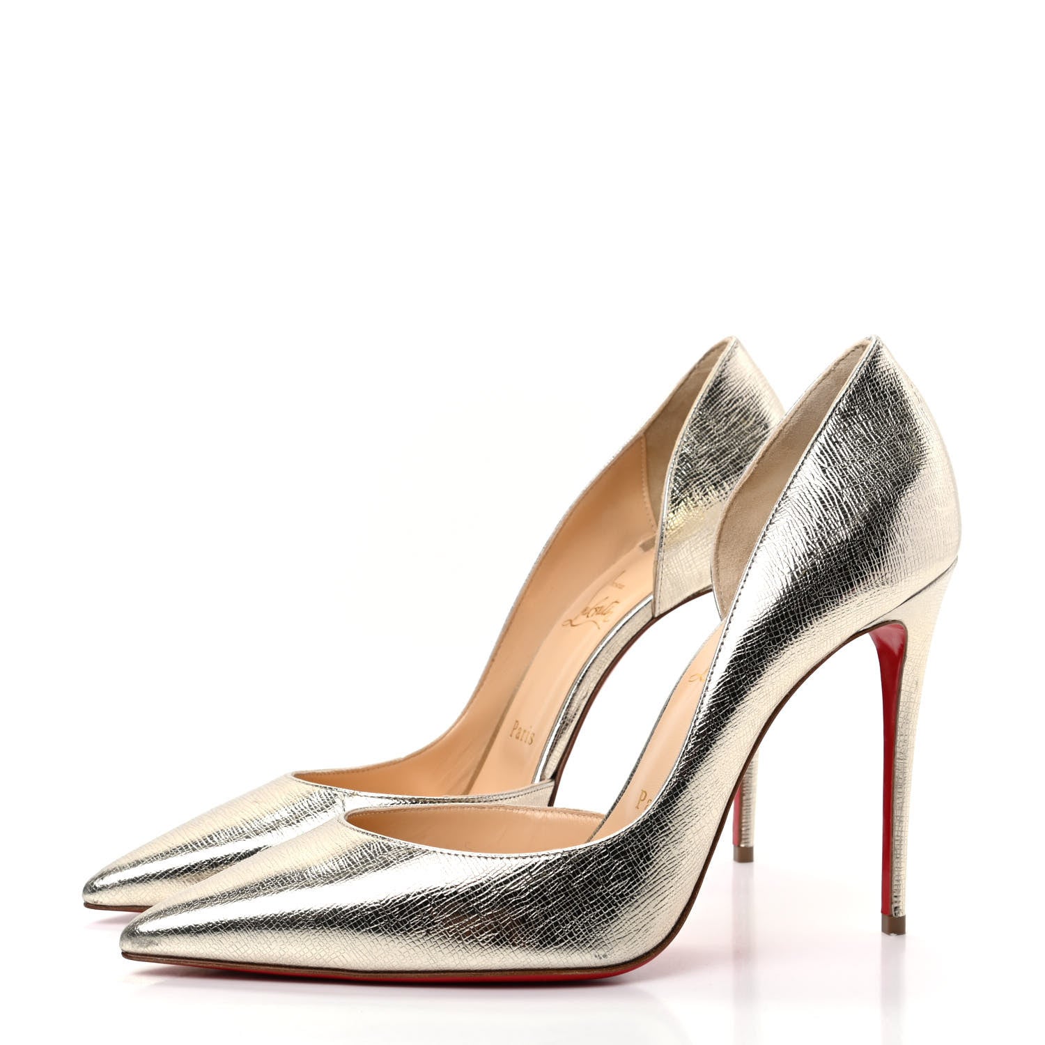 Christian Louboutin Calf Lame Tweed Iriza 100 Pumps 40 Platine 3 of 10