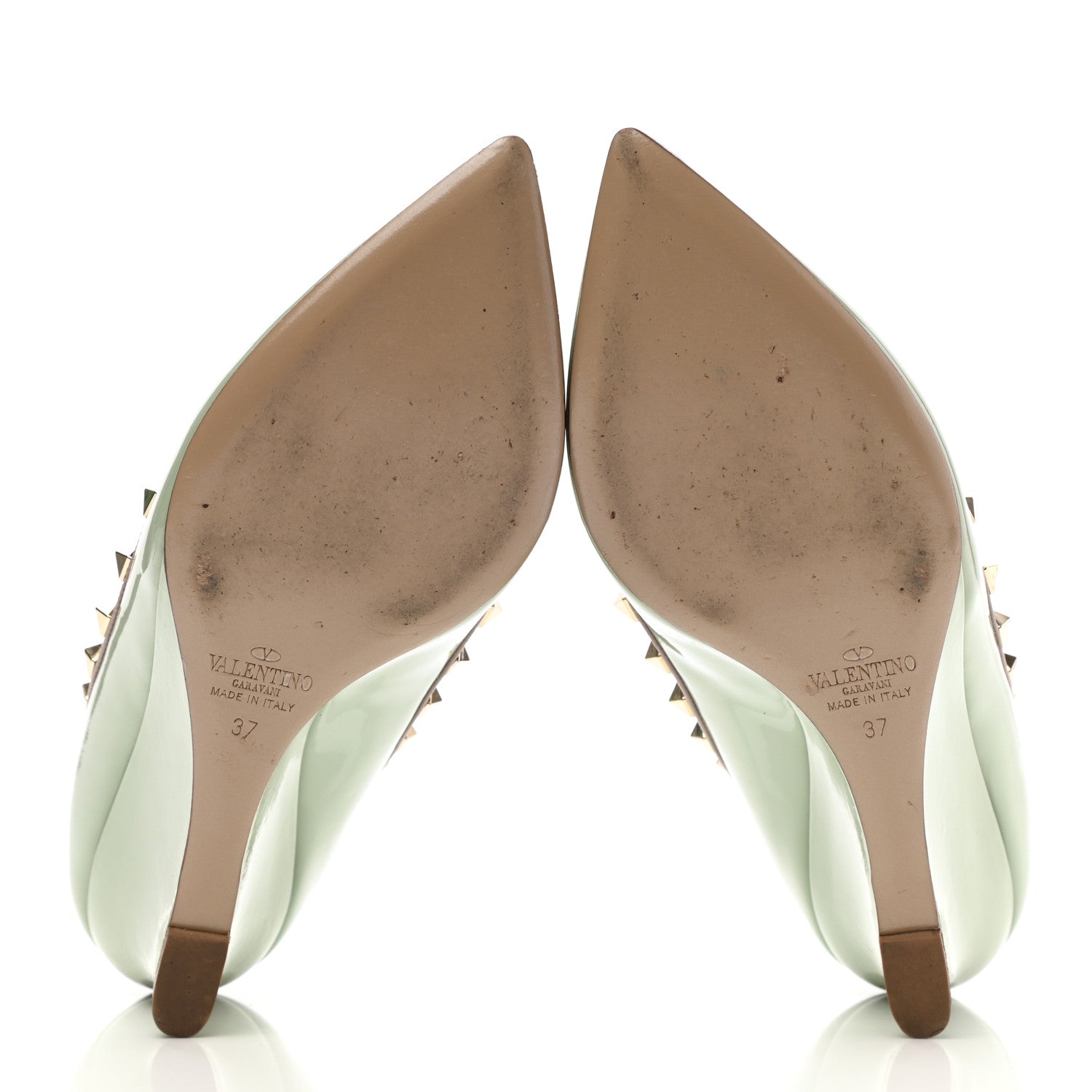 Valentino Garavani Patent Rockstud 70mm Wedges 37 Water Green Poudre 5 of 11