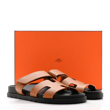 Hermes Calfskin Womens Chypre Sandals 37.5 Naturel 9 of 9