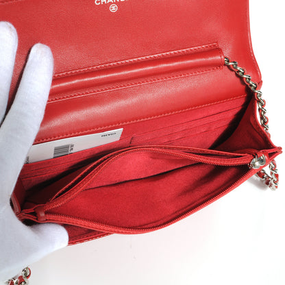 Chanel Patent Quilted Wallet On Chain WOC Red 9 of 9