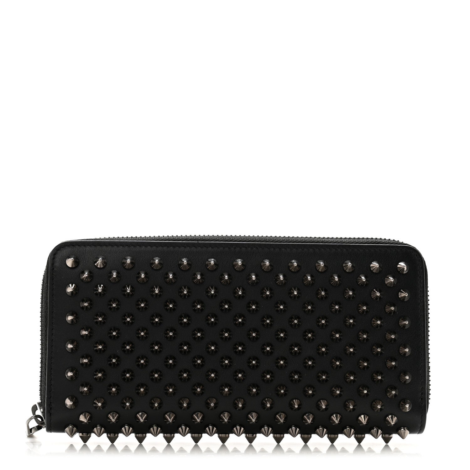 Christian Louboutin Calfskin Panettone Spiked Zip Around Wallet Black 1 of 10