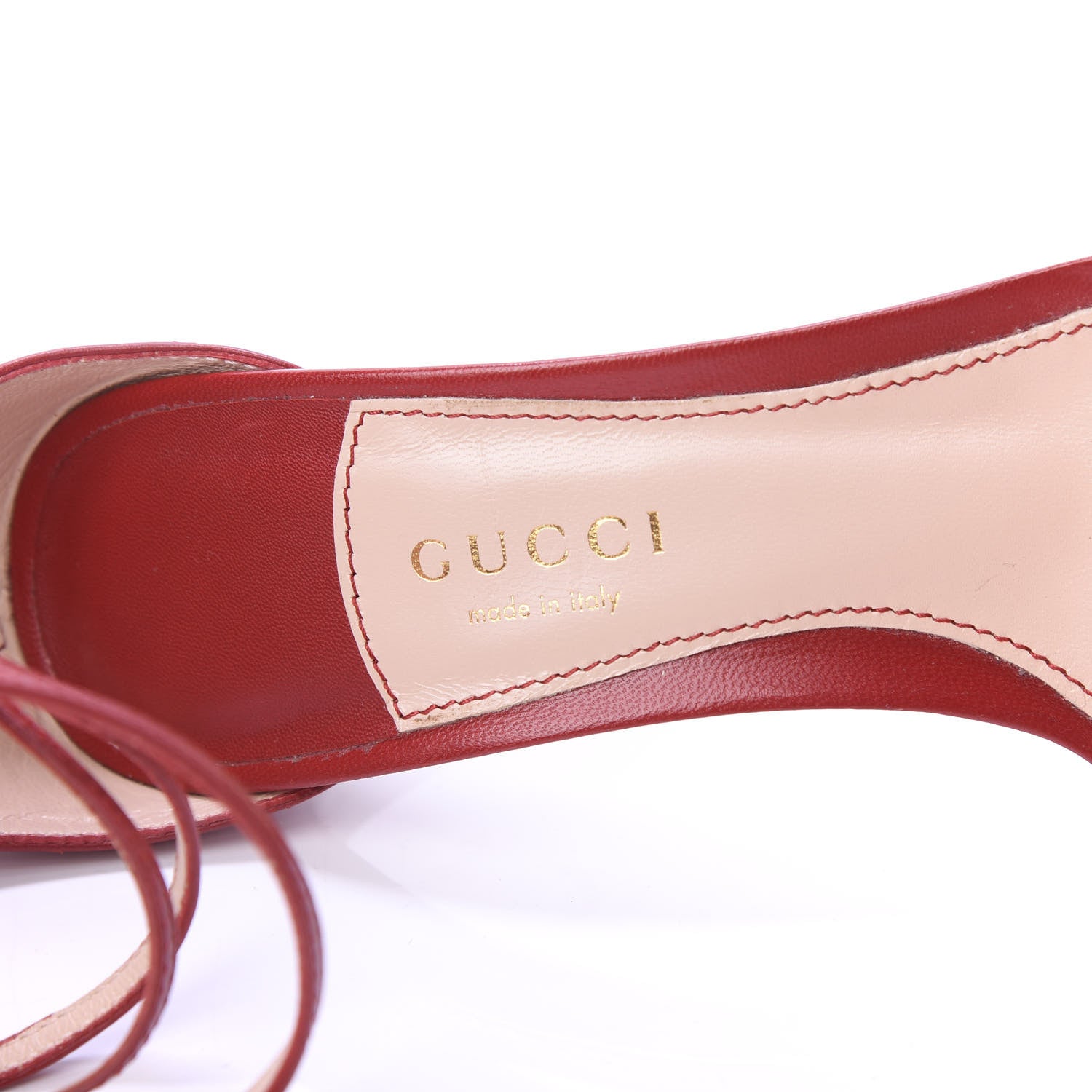 Gucci Malaga Kid Aneta Sandals 37.5 Carmine Rose Hibiscus Red 7 of 8