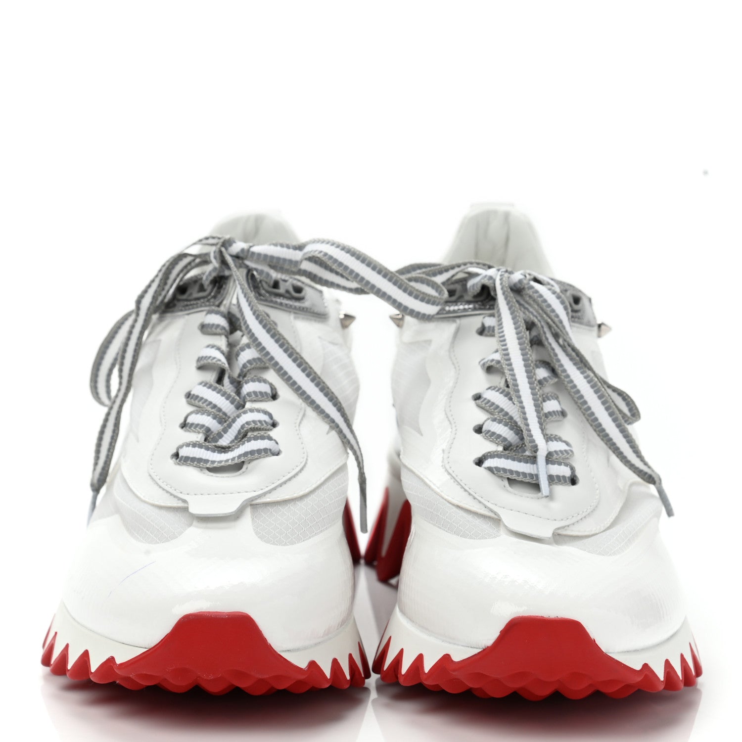 Christian Louboutin Transparent Mesh Patent Calfskin Sharkina Sneakers 38.5 White 2 of 9