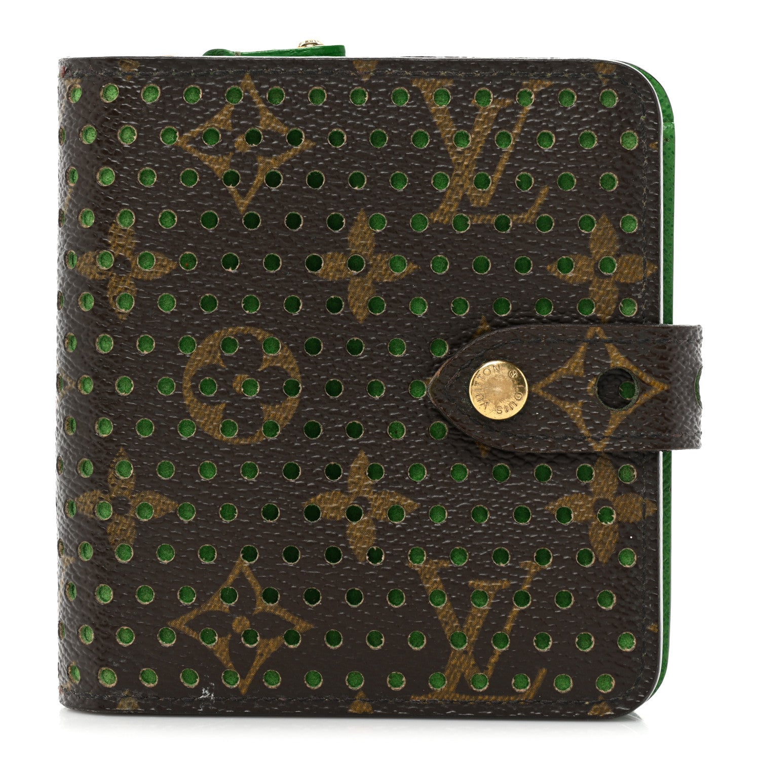 Louis Vuitton Monogram Perforated Compact Zipped Wallet Green 1 of 15