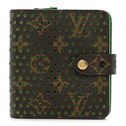 Louis Vuitton Monogram Perforated Compact Zipped Wallet Green 1 of 15
