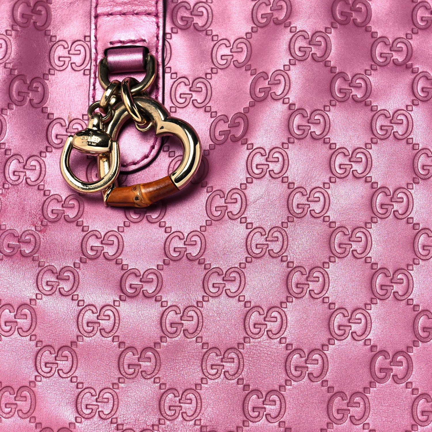Gucci Metallic Soft Guccissima Large Heart Bit Charm Top Handle Tote Fresia Rose 8 of 26