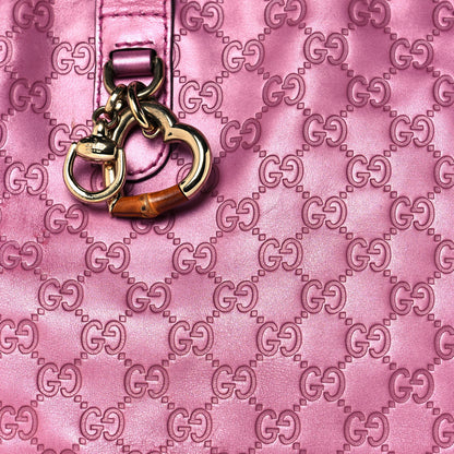 Gucci Metallic Soft Guccissima Large Heart Bit Charm Top Handle Tote Fresia Rose 8 of 26