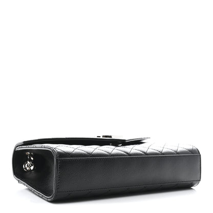 Saint Laurent Grain De Poudre Textured Mixed Matelasse Triquilt Medium Monogram Satchel Black 4 of 10
