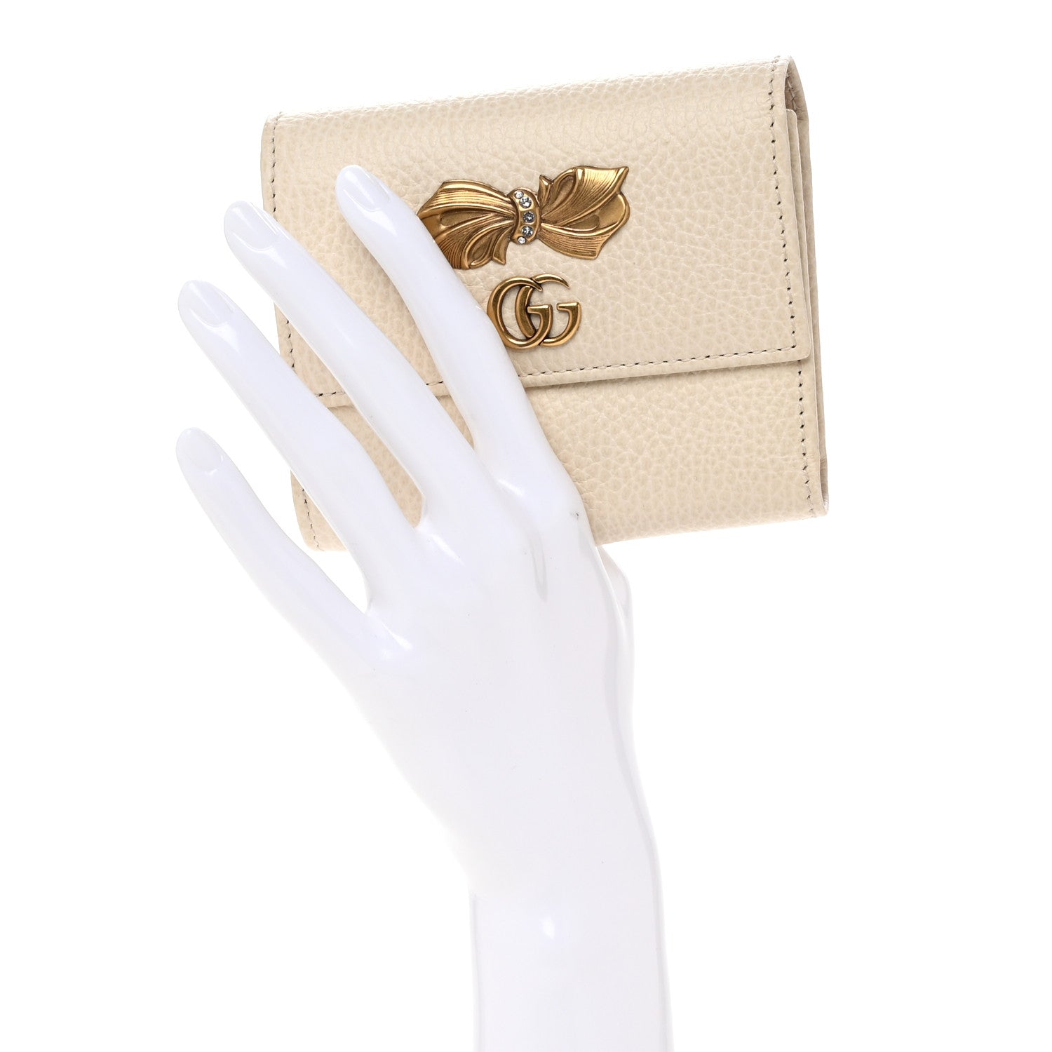 Gucci Calfskin GG Marmont Bow Wallet White 2 of 12