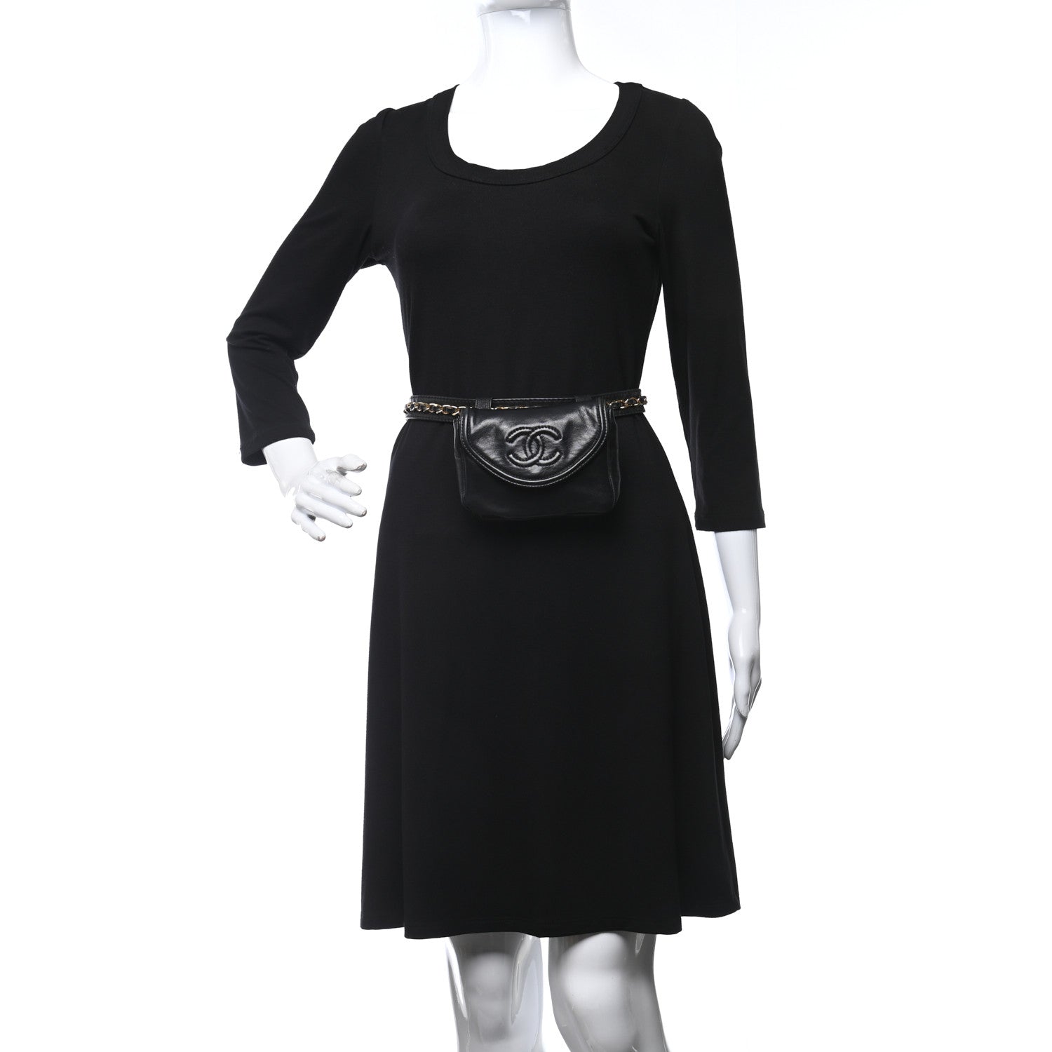 Chanel Lambskin CC Flap Waist Chain Belt Bag Black 2 of 15