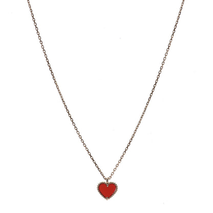 Van Cleef & Arpels 18K Rose Gold Carnelian Sweet Alhambra Heart Pendant Necklace 1 of 6