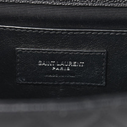Saint Laurent Grain De Poudre Textured Mixed Matelasse Triquilt Medium Monogram Satchel Black 7 of 10