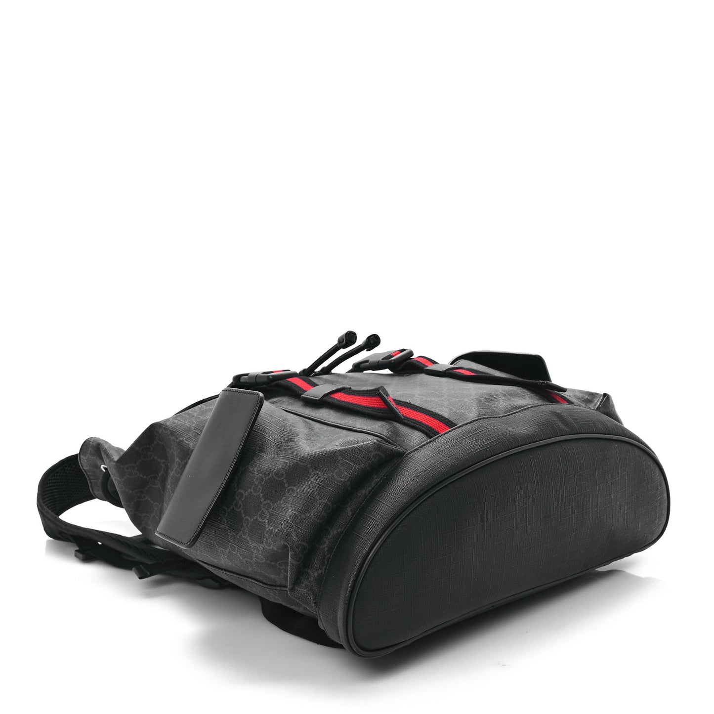 Soft GG Supreme Monogram Calfskin Web Double Buckle Backpack Black