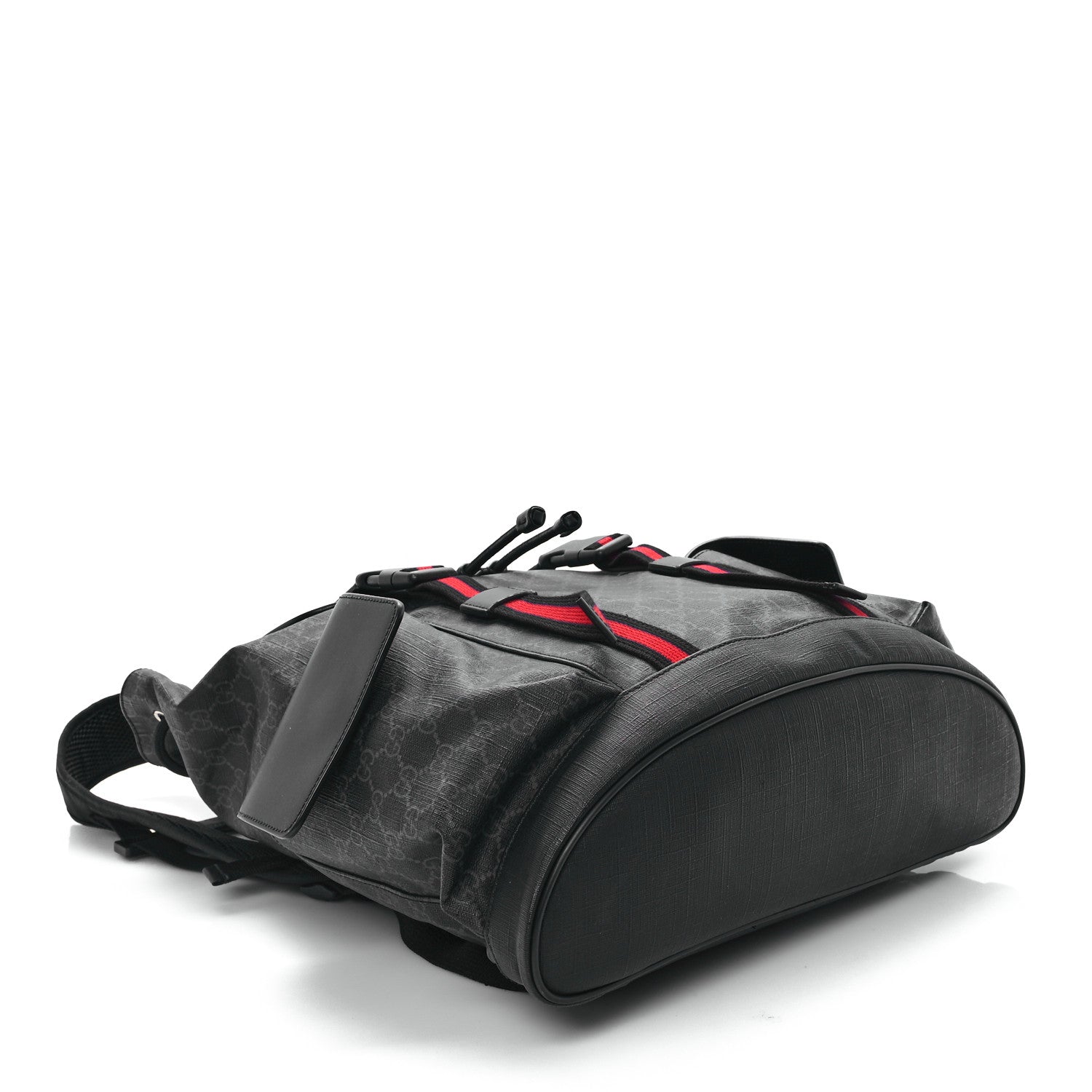 Gucci Soft GG Supreme Monogram Calfskin Web Double Buckle Backpack Black 4 of 11