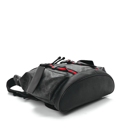 Gucci Soft GG Supreme Monogram Calfskin Web Double Buckle Backpack Black 4 of 11