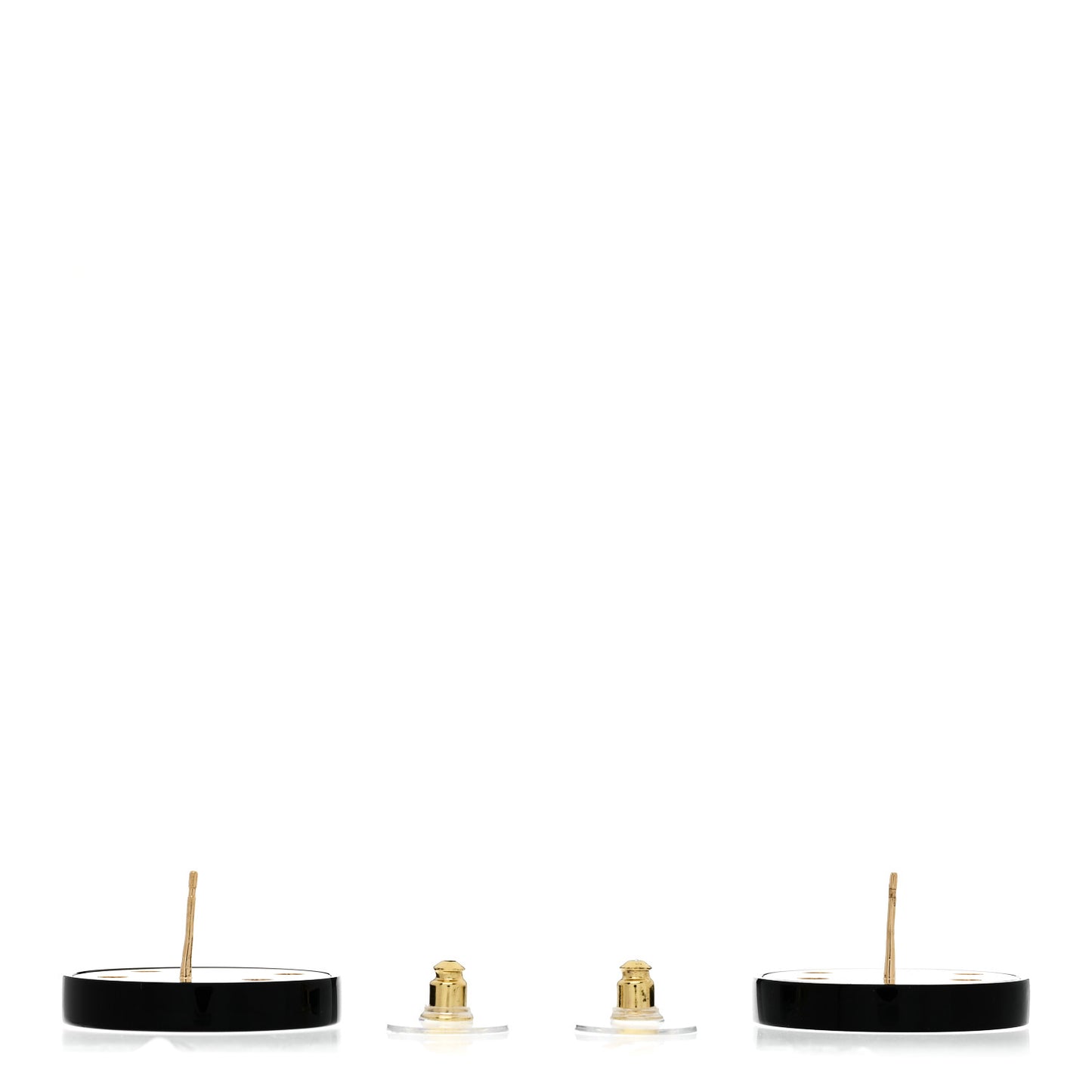 Resin CC Round Earrings Gold Black