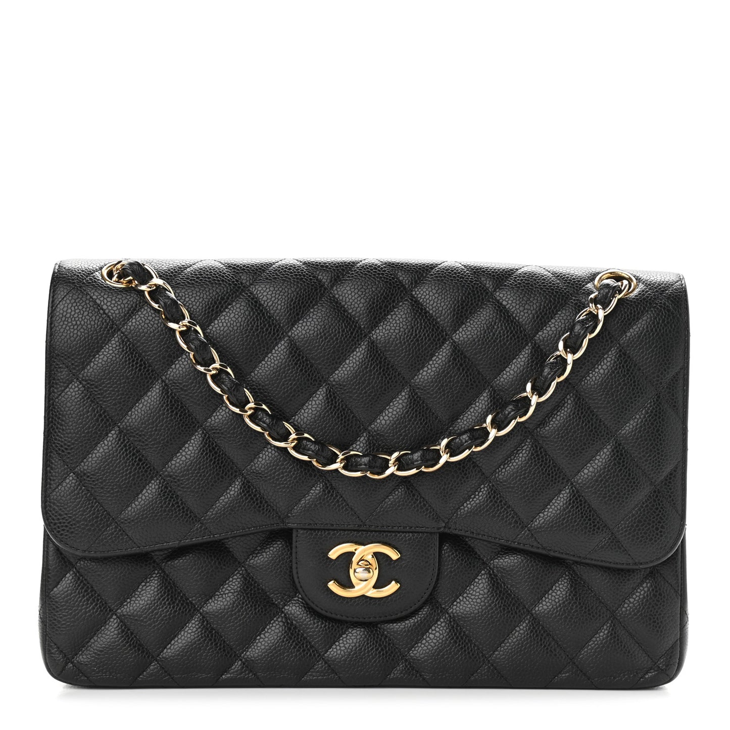Caviar Quilted Jumbo Double Flap Black