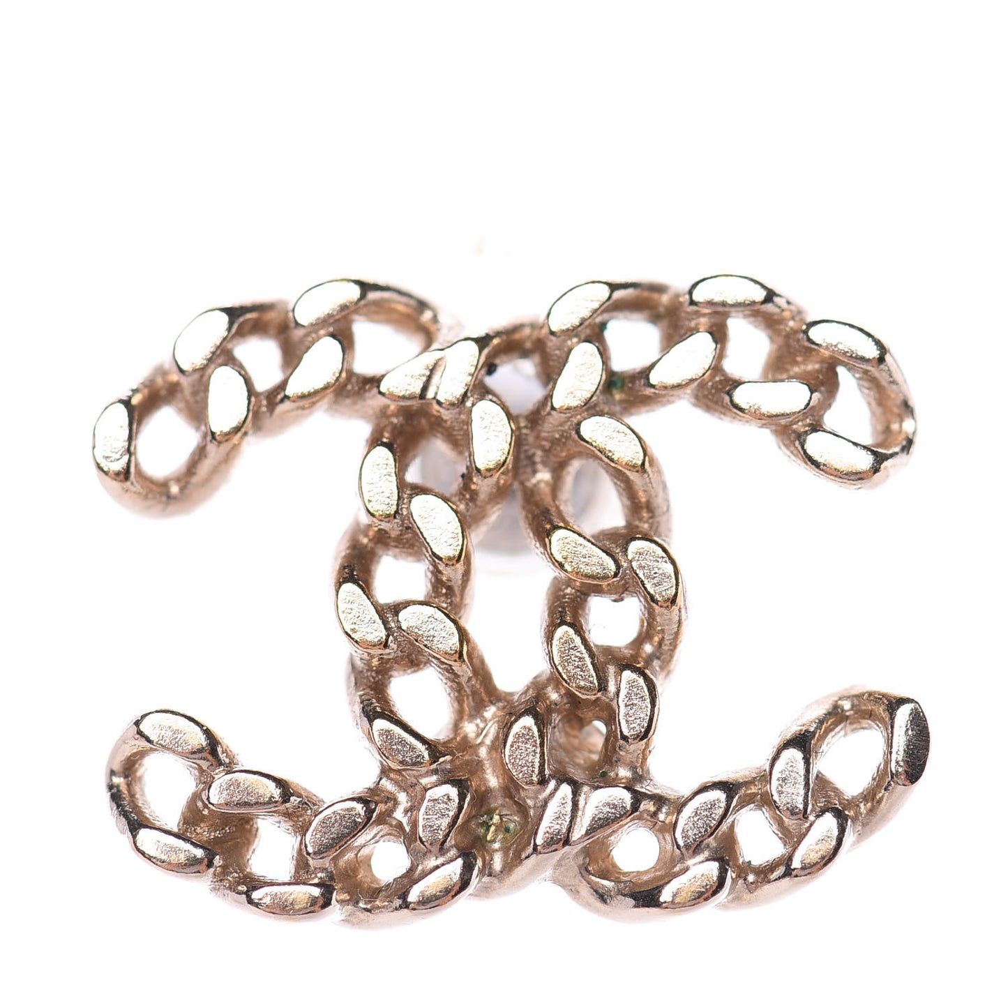 CC Chain Link Earrings Light Gold