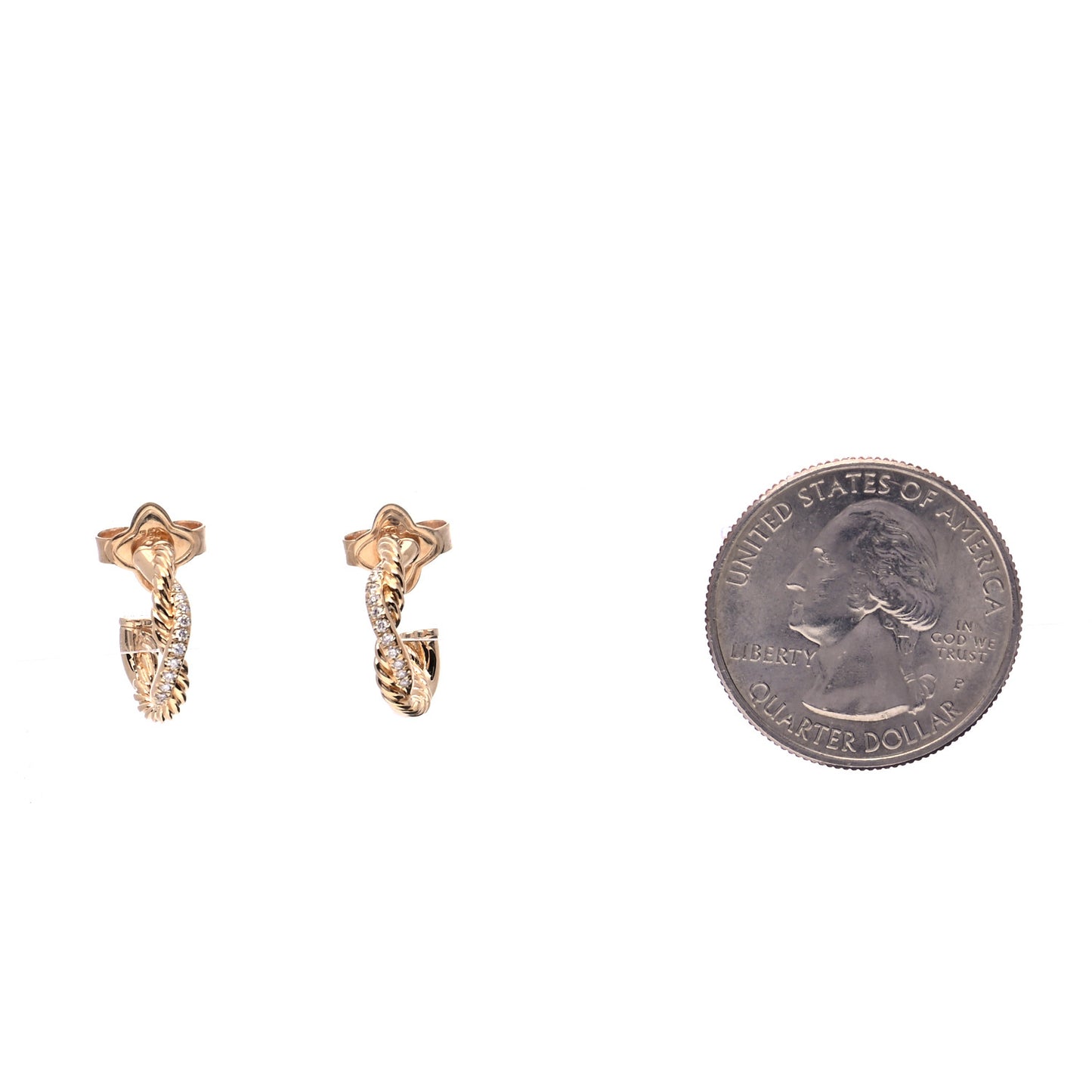 18K Yellow Gold Diamond Petite Infinity Huggie Hoop Earrings