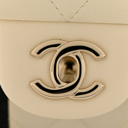 Chanel Lambskin Quilted Medium Double Flap Black White 12 of 15