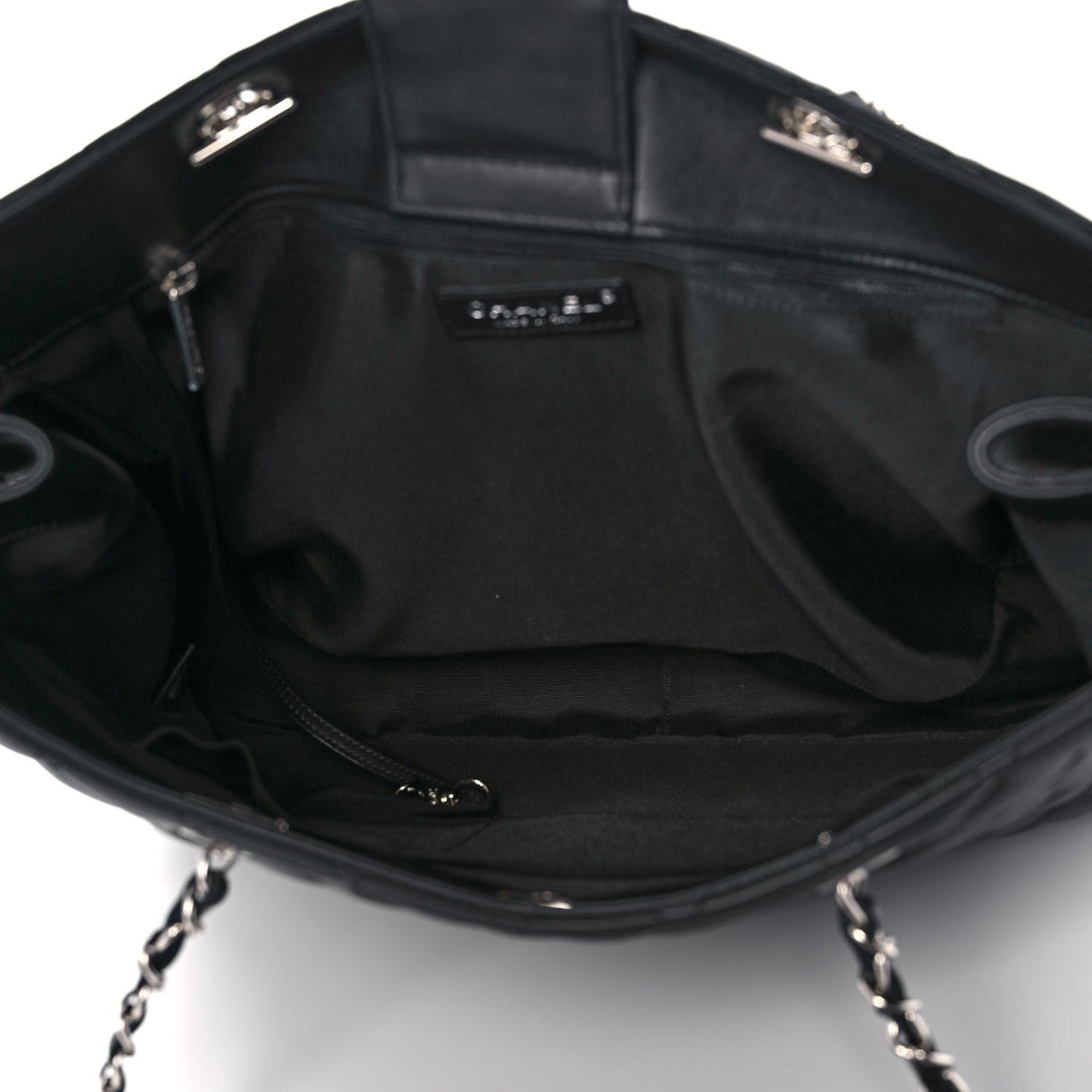 Calfskin Quilted Large Classic Shopping Tote Black